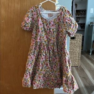 Floral Pink and Yellow Kids Dress